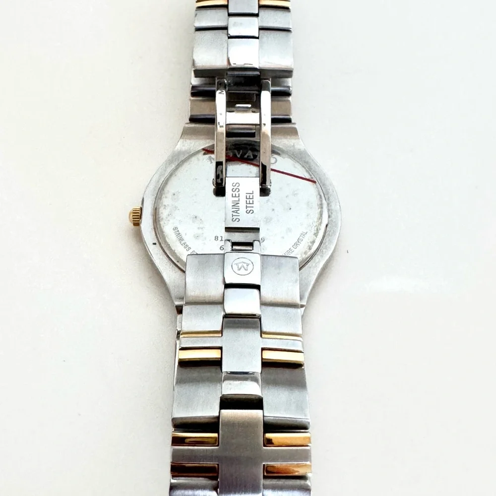 Movado Museum Classic Two Tone Swiss Watch Sapphire Crystal Minimalist